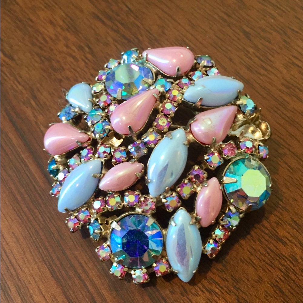 Blue and Pink Brooch